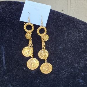 ✨️VTG Gold Tone Coin Cluster French hook Earrings Vintage circa: 80s to 90s